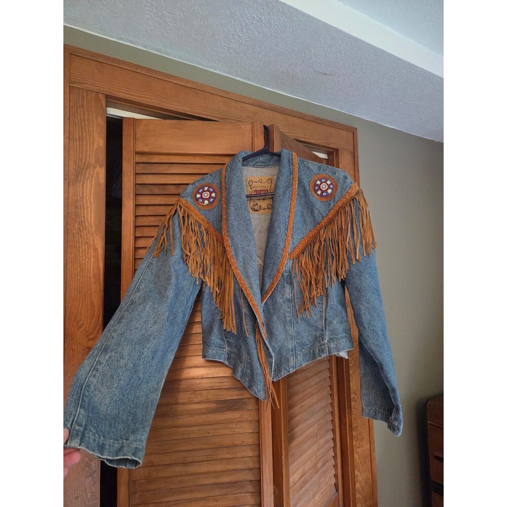 Vintage Frontier Denim Jacket with Fringe